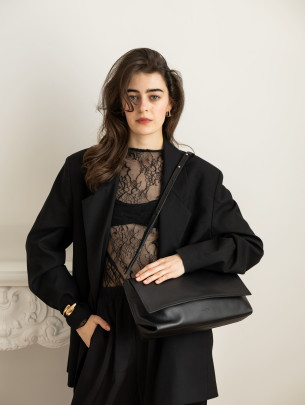 Сумка-клатч "Рандеву" чорна шкіряна 