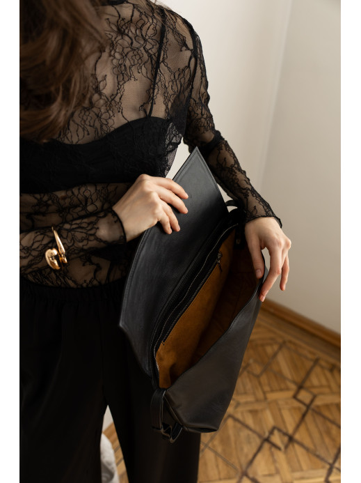 Сумка-клатч "Рандеву" чорна шкіряна 