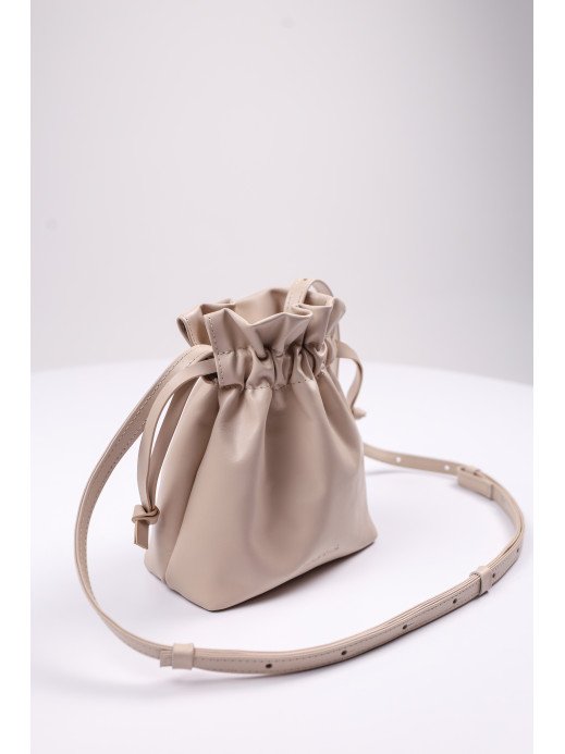 Жіноча сумка-мішечок "Цвіт" ванільна молочна