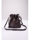Жіноча сумка-мішечок "Цвіт" коричнева шкіряна