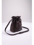 Жіноча сумка-мішечок "Цвіт" коричнева шкіряна