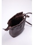 Жіноча сумка-мішечок "Цвіт" коричнева шкіряна