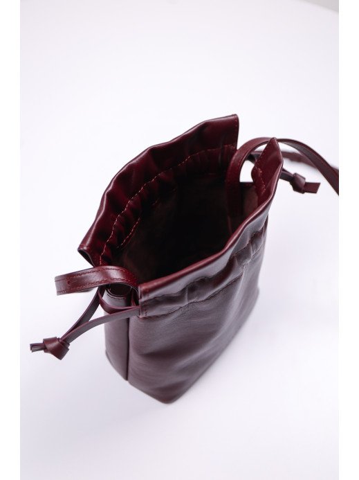 Жіноча сумка-мішечок "Цвіт" винна бордова