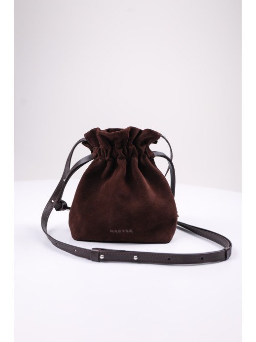 Жіноча сумка-мішечок "Цвіт" коричнева замшева Жіноча сумка-мішечок "Цвіт" коричнева замшева