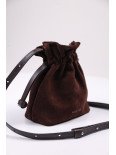 Жіноча сумка-мішечок "Цвіт" коричнева замшева Жіноча сумка-мішечок "Цвіт" коричнева замшева