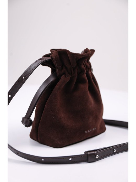 Жіноча сумка-мішечок "Цвіт" коричнева замшева Жіноча сумка-мішечок "Цвіт" коричнева замшева