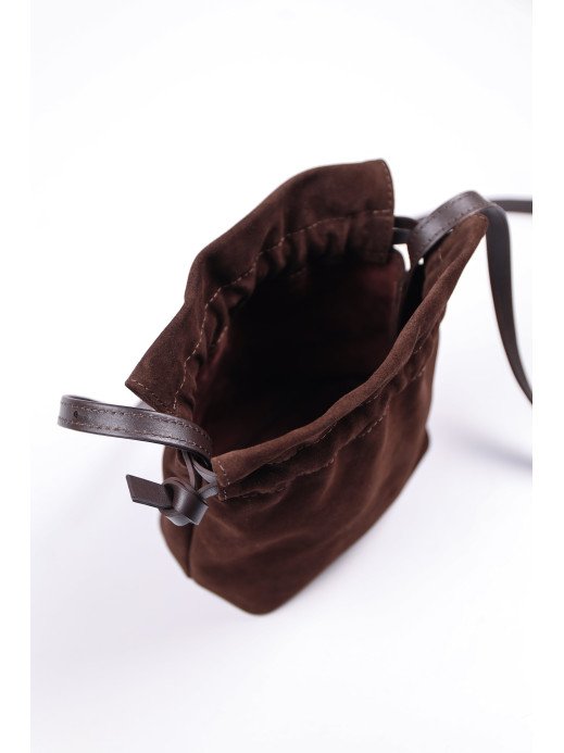 Жіноча сумка-мішечок "Цвіт" коричнева замшева Жіноча сумка-мішечок "Цвіт" коричнева замшева