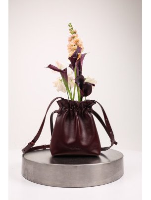 Жіноча сумка-мішечок "Цвіт" винна бордова