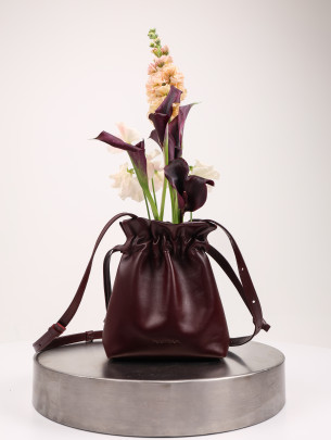 Жіноча сумка-мішечок "Цвіт" винна бордова