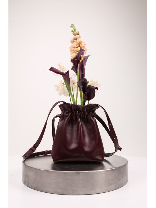 Жіноча сумка-мішечок "Цвіт" винна бордова