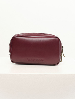 Шкіряна міні-косметичка у лімітованому бордовому