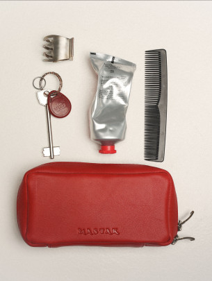 Шкіряний чохол для окулярів|органайзер у лімітованому червоному 