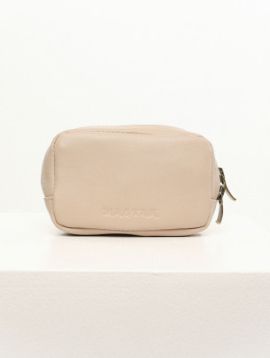 Шкіряна міні-косметичка у лімітованому молочному