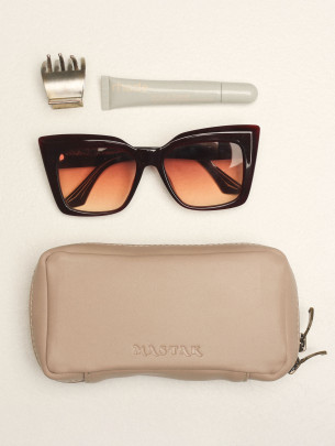 Шкіряний чохол для окулярів|органайзер у лімітованому молочному