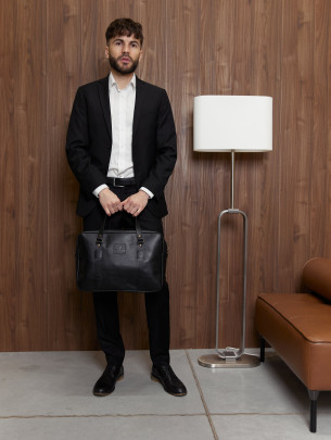 Чоловіча шкіряна сумка "Денвер" у лімітованому чорному  