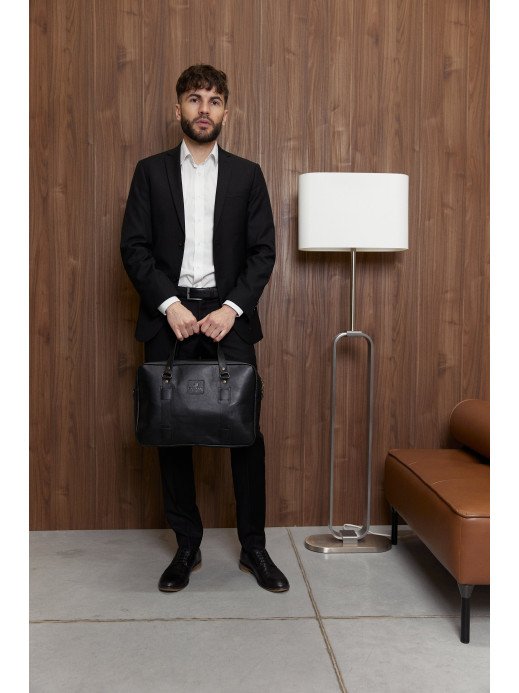 Чоловіча шкіряна сумка "Денвер" у лімітованому чорному  