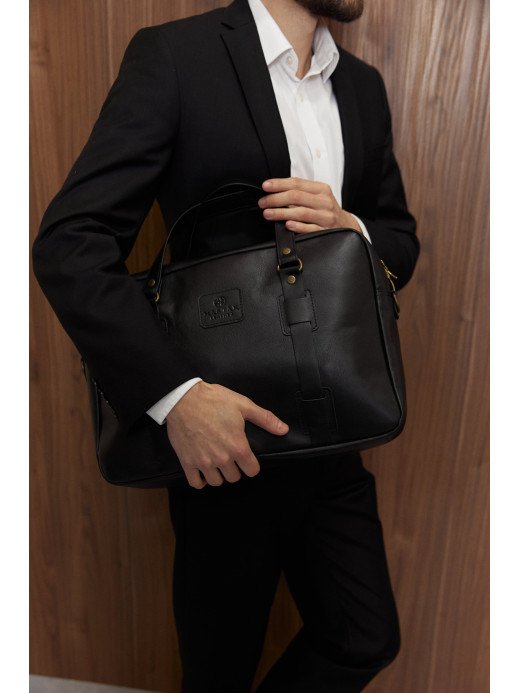 Чоловіча шкіряна сумка "Денвер" у лімітованому чорному  