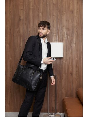 Чоловіча шкіряна сумка "Денвер" у лімітованому чорному  