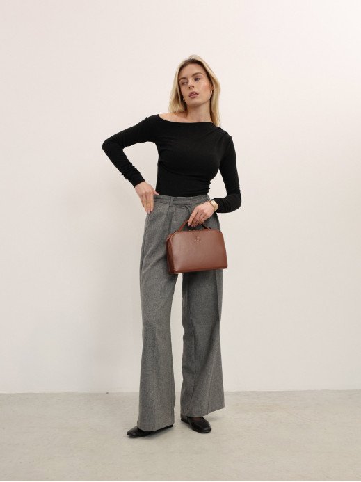 "Прага" жіноча коньячна шкіряна сумка