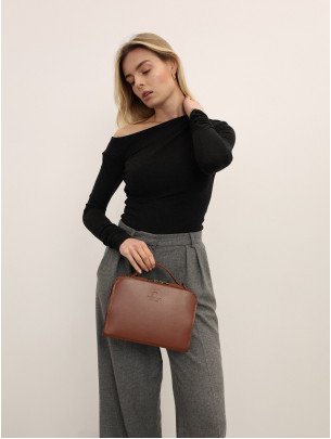 "Прага" жіноча коньячна шкіряна сумка