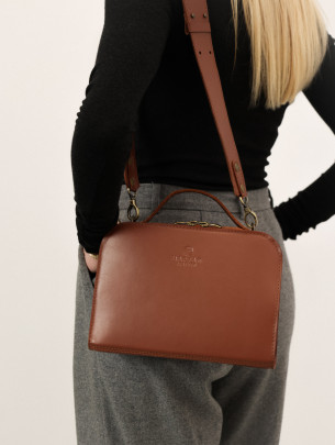 "Прага" жіноча коньячна шкіряна сумка