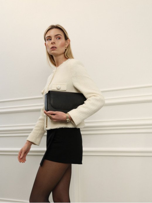 "Ліон" сумка-багет чорна жіноча шкіряна