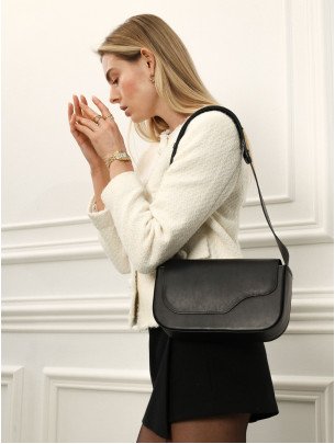 "Ліон" сумка-багет чорна жіноча шкіряна