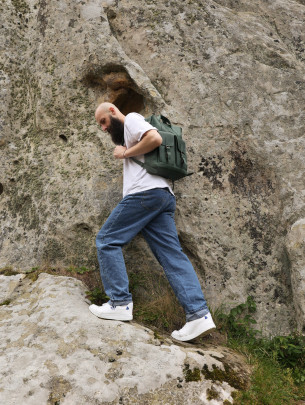 Чоловічий шкіряний рюкзак "Кембридж" у вінтажному зеленому 