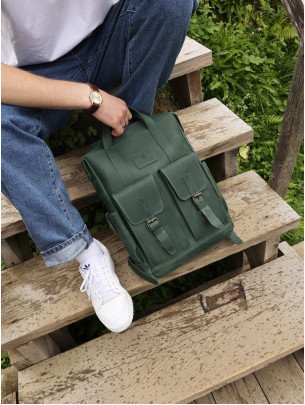 Чоловічий шкіряний рюкзак "Кембридж" у вінтажному зеленому 