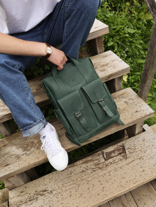 Чоловічий шкіряний рюкзак "Кембридж" у вінтажному зеленому 