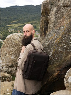 Чоловічий шкіряний рюкзак "Бремен" у вінтажному коричневому