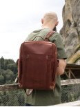 Чоловічий шкіряний рюкзак "Бремен" у вінтажному коньячному