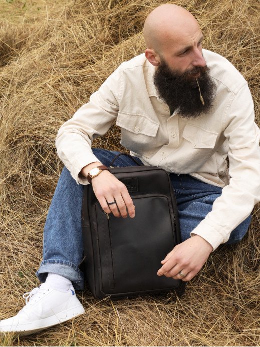 Чоловічий шкіряний рюкзак "Осло" у вінтажному коричневому Чоловічий шкіряний рюкзак "Осло" у вінтажному коричневому