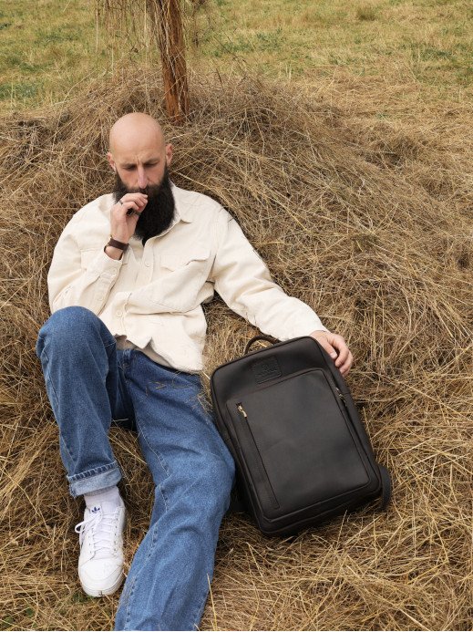 Чоловічий шкіряний рюкзак "Осло" у вінтажному коричневому Чоловічий шкіряний рюкзак "Осло" у вінтажному коричневому