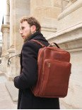 Чоловічий шкіряний рюкзак "Осло" у вінтажному коньячному Чоловічий шкіряний рюкзак "Осло" у вінтажному коньячному