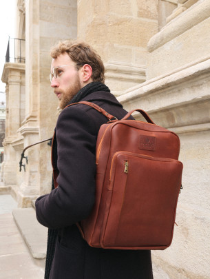 Чоловічий шкіряний рюкзак "Осло" у вінтажному коньячному 