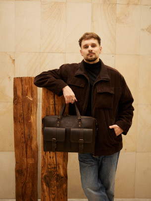 Чоловіча шкіряна сумка "Берлін" у вінтажному коричневому 