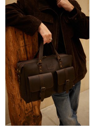 Чоловіча шкіряна сумка "Берлін" у вінтажному коричневому 