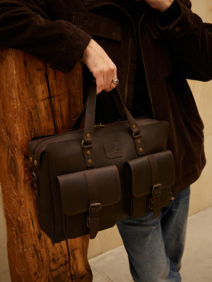 Чоловіча шкіряна сумка "Берлін" у вінтажному коричневому 