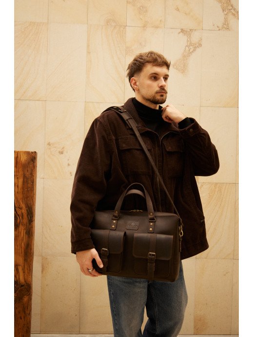 Чоловіча шкіряна сумка "Берлін" у вінтажному коричневому Чоловіча шкіряна сумка "Берлін" у вінтажному коричневому