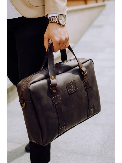 Чоловіча шкіряна сумка "Денвер" у вінтажному коричневому Чоловіча шкіряна сумка "Денвер" у вінтажному коричневому