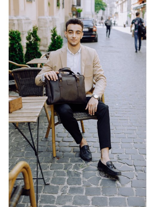 Чоловіча шкіряна сумка "Денвер" у вінтажному коричневому Чоловіча шкіряна сумка "Денвер" у вінтажному коричневому