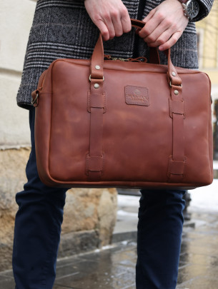 Чоловіча шкіряна сумка  "Денвер" у вінтажному коньячному 