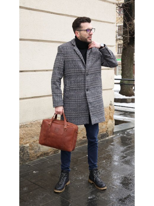 Чоловіча шкіряна сумка "Денвер" у вінтажному коньячному Чоловіча шкіряна сумка "Денвер" у вінтажному коньячному