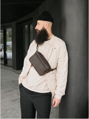 Чоловіча шкіряна бананка "Київ" у вінтажному коричневому 