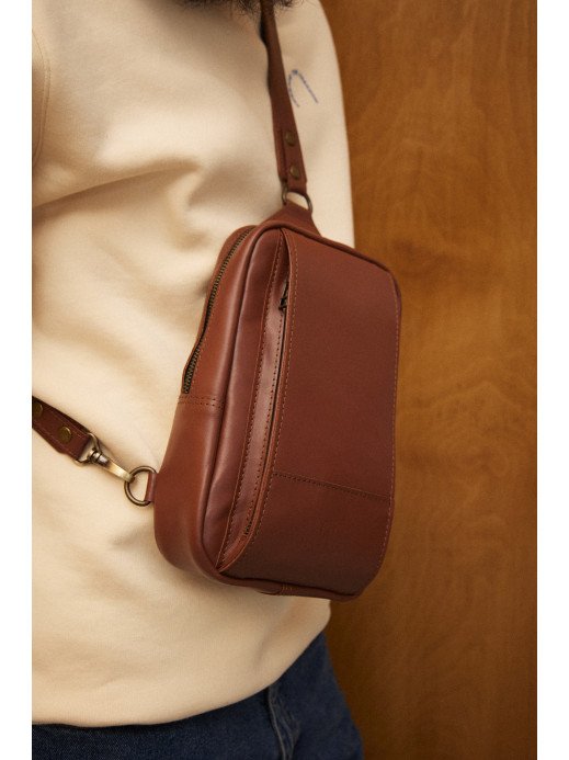 Чоловіча шкіряна сумка "Люксембург" у лімітованому коньячному