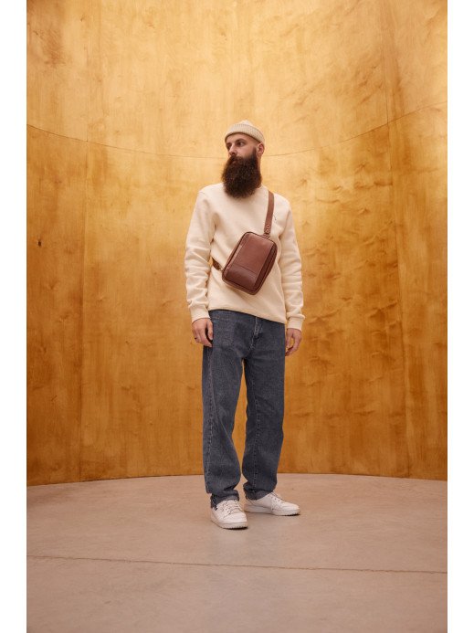 Чоловіча шкіряна сумка "Люксембург" у лімітованому коньячному