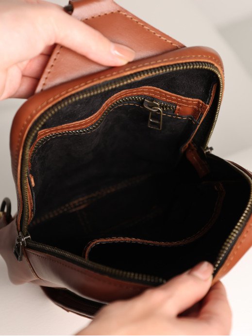 Чоловіча шкіряна сумка "Люксембург" у лімітованому коньячному