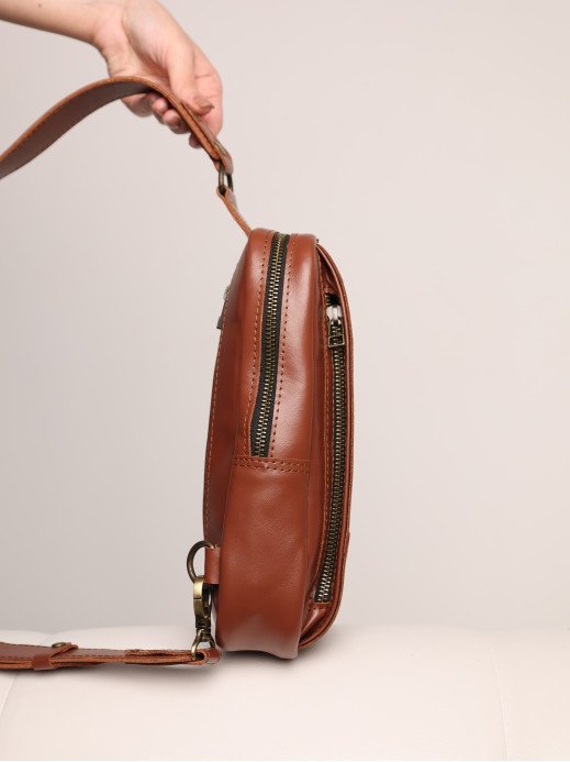 Чоловіча шкіряна сумка "Люксембург" у лімітованому коньячному
