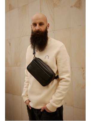 Чоловіча шкіряна бананка "Київ" у лімітованому чорному